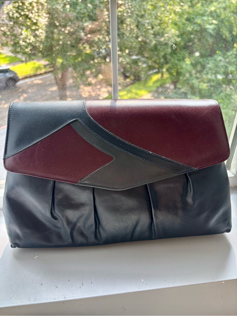 Vintage Color Block Leather Convertible Bag